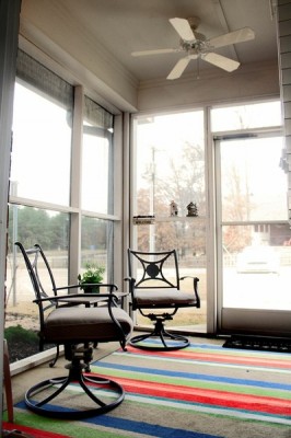 Indoor sun room with two chairs
